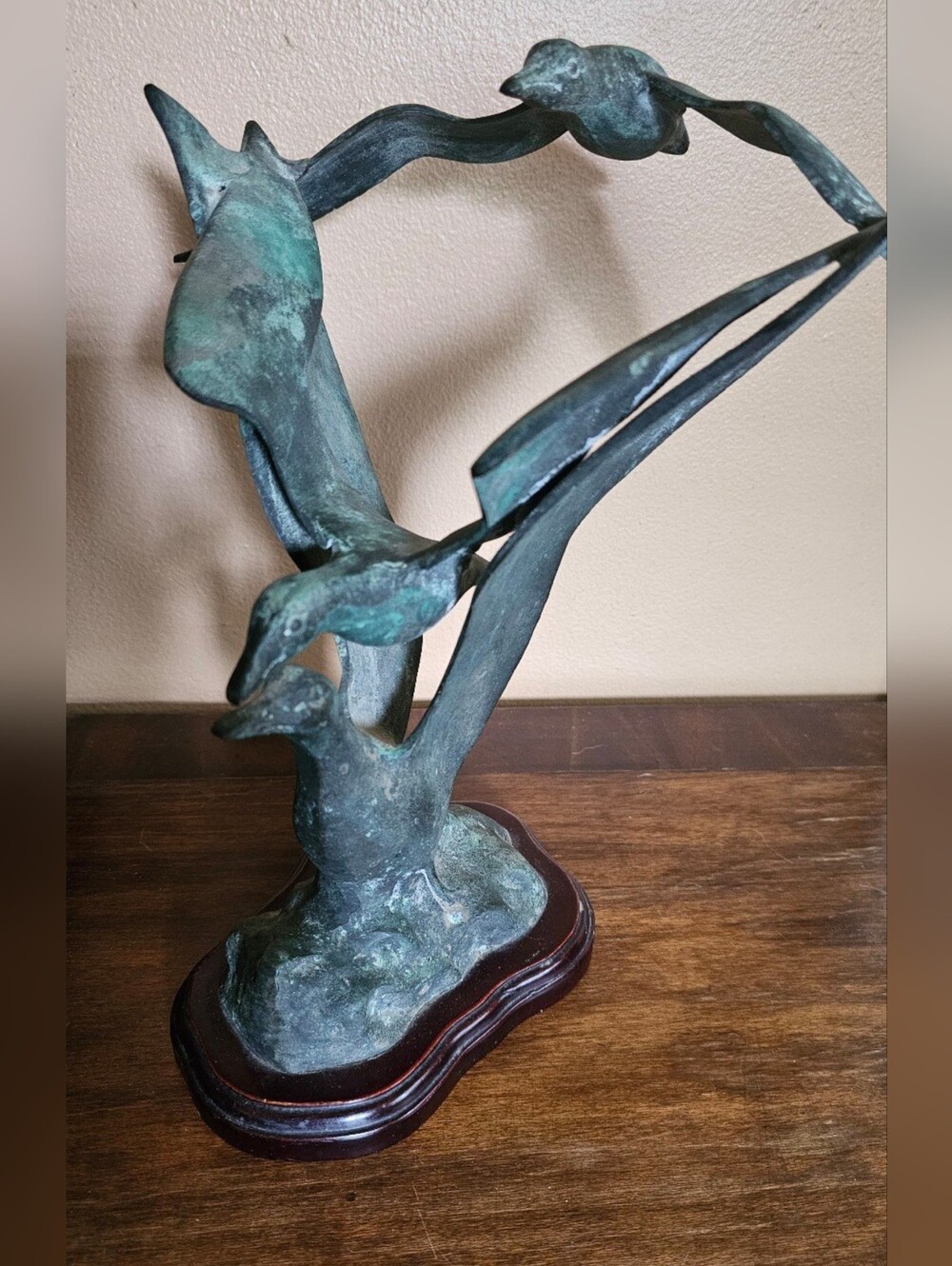 Flying Birds Vintage Bronze Sculpture
